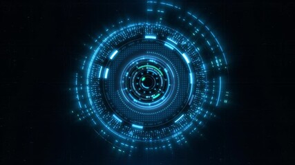 Wall Mural - blue holographic advanced hud circle platform. futuristic digital technology animated background con