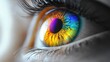 © Polska - Close-up of a colorful rainbow eye isolated on panoramic background and colors vision. High Quality Image