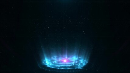 Wall Mural - blue holographic advanced hud circle platform. copy space for any message. futuristic digital techno