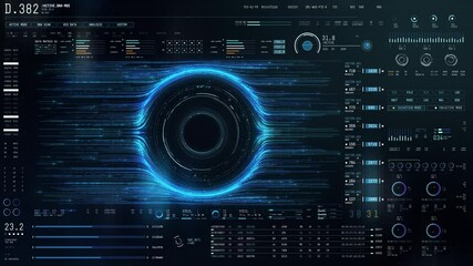 Wall Mural - advanced hud interface. blue future head up display screen, digital technology background concept