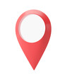 © ImageFlow - Red map pin icon with a white center, isolated on a white background. Concept of location, navigation, and travel. 3D Rendering
