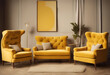 © wafi - yellow armchair relax olated furniture sofa chair interior indoor living room decor leather home contemporary comfortable set design seat style couch cushion comfort collection