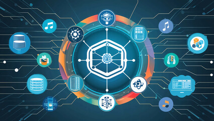 Ideal for illustrating a variety of applications, such as network capabilities, technical procedures, data storage, artificial intelligence, music, graphics, science, and education, this digital abstr