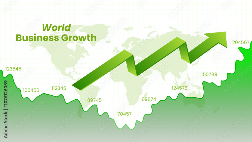 World financial growth upward arrow and diagram chart trend background ...