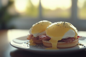 Wall Mural - Two Eggs Benedict Plates