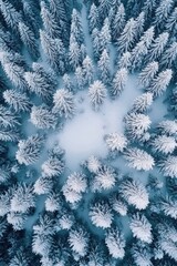 Wall Mural - snowy forest landscape