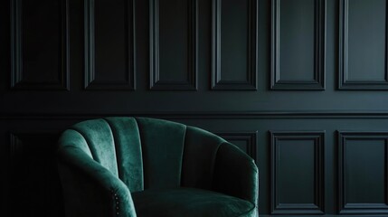 Wall Mural - Dark Green Chair in Dark Room