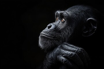 monkey day. cute monkey on a black background. animal wallpapers. a postcard with a funny mammal.
