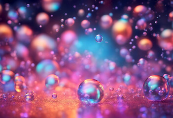 Wall Mural - bubbles illustration holographic abstract glowing background