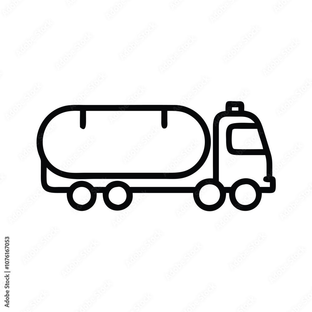 Outline icon of tanker truck vehicle, Simple black outline vector icon ...