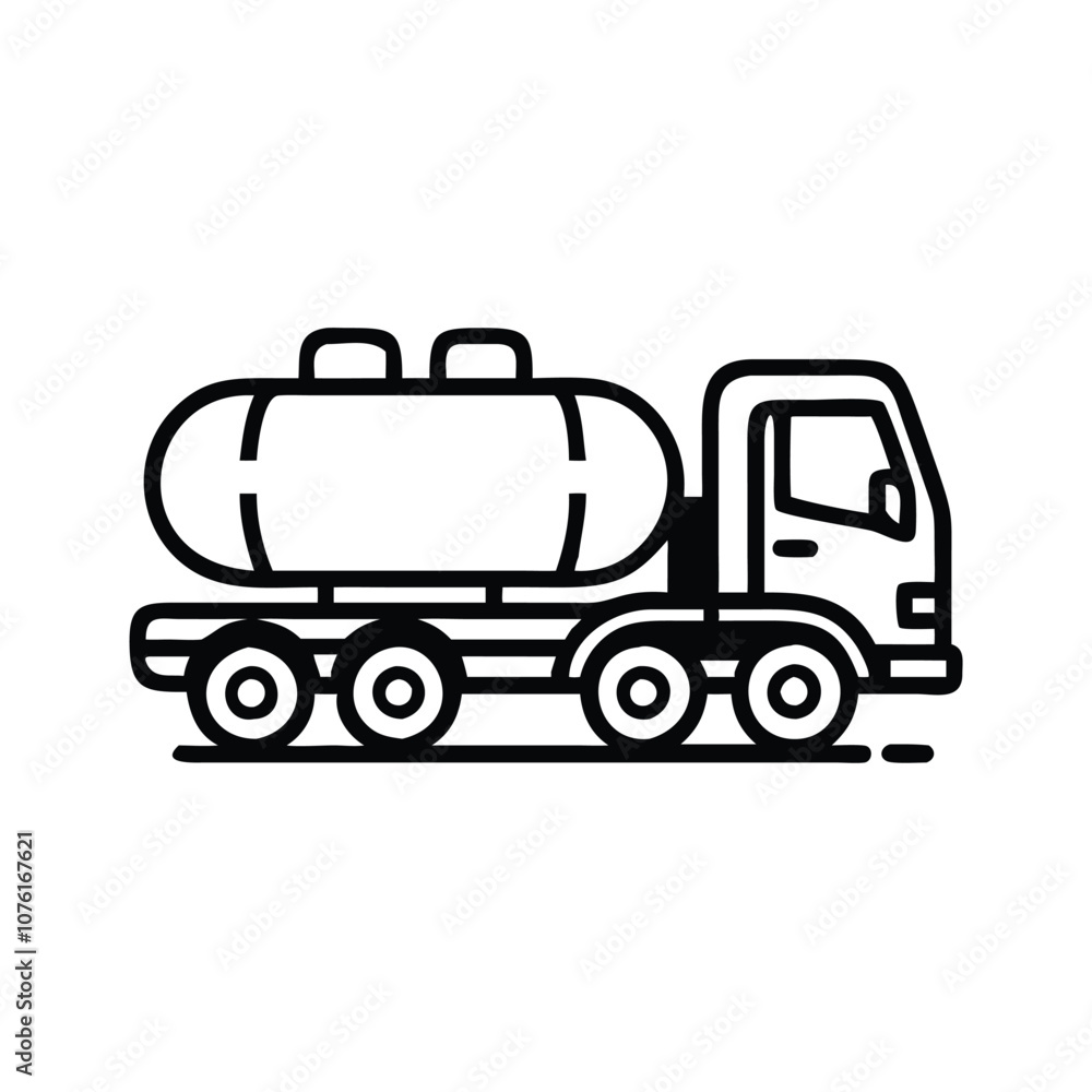 Outline icon of tanker truck vehicle, Simple black outline vector icon ...