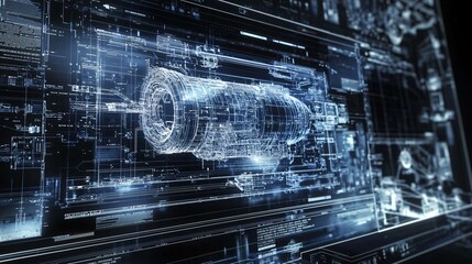 Poster - Explore the intricacies of a digital blueprint rendering for industrial engineering applications