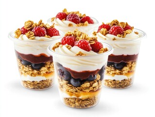 Wall Mural - Cup desserts with yogurt and berries