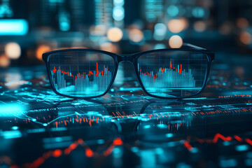 Wall Mural - Financial analysis desk with stock chart, calculator, and pen, investment concept