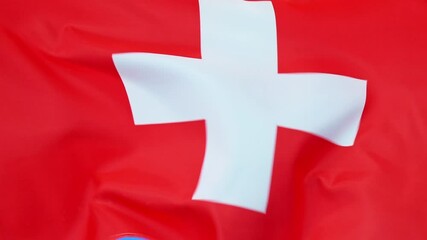 Wall Mural - Full frame of Switzerland flag waving, slow motion video