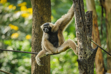 pileated gibbon on tree