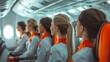 © Sirichat. Camphol - A cabin crew training session with air hostesses learning about emergency safety procedures, highlighting the importance of preparation in the airline industry