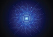 © royyimzy - Artificial intelligence chipset on circuit board in futuristic concept technology artwork for web, banner, card, cover. Vector illustration