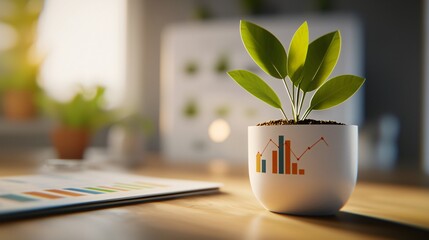 Fototapete - Enhance your financial strategies with a growth chart and sustainable yield insights for increased profitability
