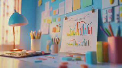Leinwandbilder - Analyze profitability trends with engaging visuals in a bright office workspace setting
