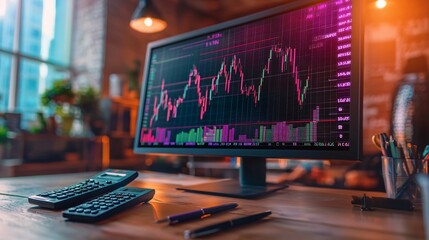 Fototapete - Analyze corporate capital trends with high-definition market visualization and real-time data monitoring