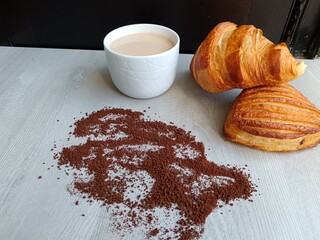 Wall Mural - coffee and Brioche with croissant 