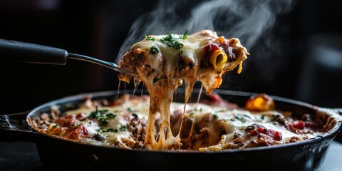 Wall Mural - Lasagna with Melting Cheese.