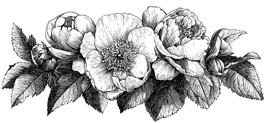 various sketches of flowers, plants, leaves. hand drawn illustration converted to modern outline.