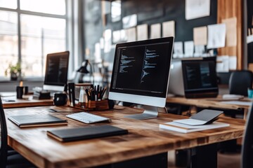 Wall Mural - Modern Office Workspace with Computer and Desk Accessories