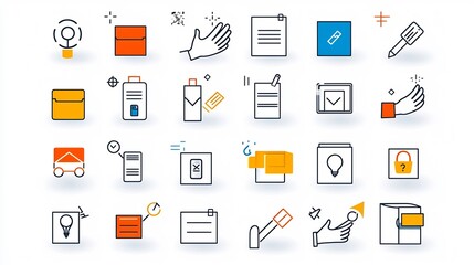 Leinwandbilder - Colorful icons in format illustrating the concept of picking selecting or choosing from various options alternatives and possibilities using hand gestures highlighted boxes