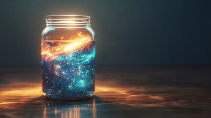 Wall Mural - The entire universe contained inside a glass. Futuristic, galaxy, universe, fantasy, and portal background concept