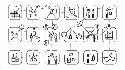 Aufkleber - Clean icons depicting people groups teamwork and community connections for collaborative work environments and business concepts