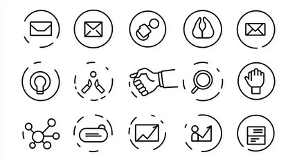 Poster - Minimal Line Icon Set Illustrating Symbols of Partnerships in the Business and Corporate Landscape  Includes Handshake Alliance and Sponsorship Concepts