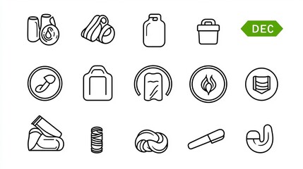 Poster - Comprehensive fabric feature icon set showcasing 15 essential symbols including hypoallergenic eco friendly and quick dry options in a simple minimalist line design for textile clothing