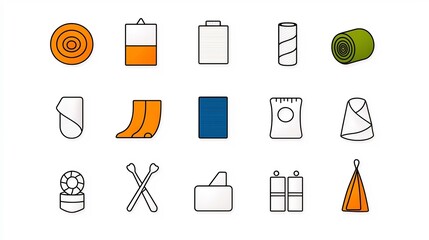 Poster - Collection of 15 Clean Icons Representing Various Fabric and Textile Attributes Such as Softness Stretch and Anti Static for Professional Designs Branding and Marketing