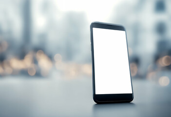 holding captivating blank portable smartphone screen mock hold cellular white application touch canvas media concept design message black