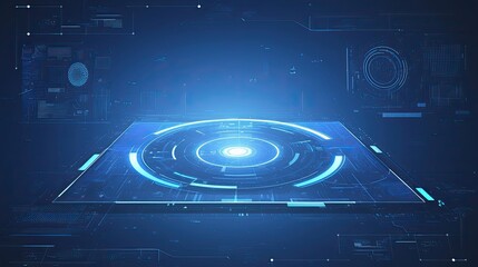 Wall Mural - abstract futuristic interface with blue and white glowing circles