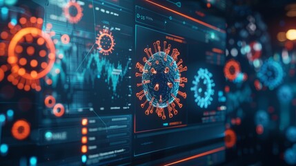 Virus Alert. Cybersecurity. System hacked warning alert on laptop computer. Cyber attack on computer network, virus, spyware, malware or malicious software