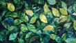 © Roman - Tropical green leaves texture. Generative AI