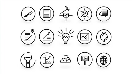 Leinwandbilder - Set of linear icons highlighting essential aspects of effective team dynamics including communication brainstorming and in a minimalist style