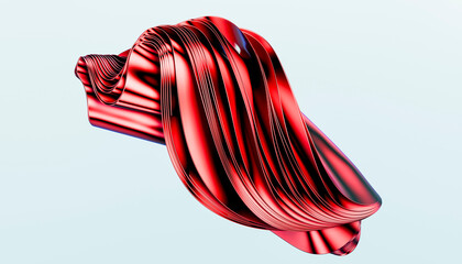3D render red shiny waves background