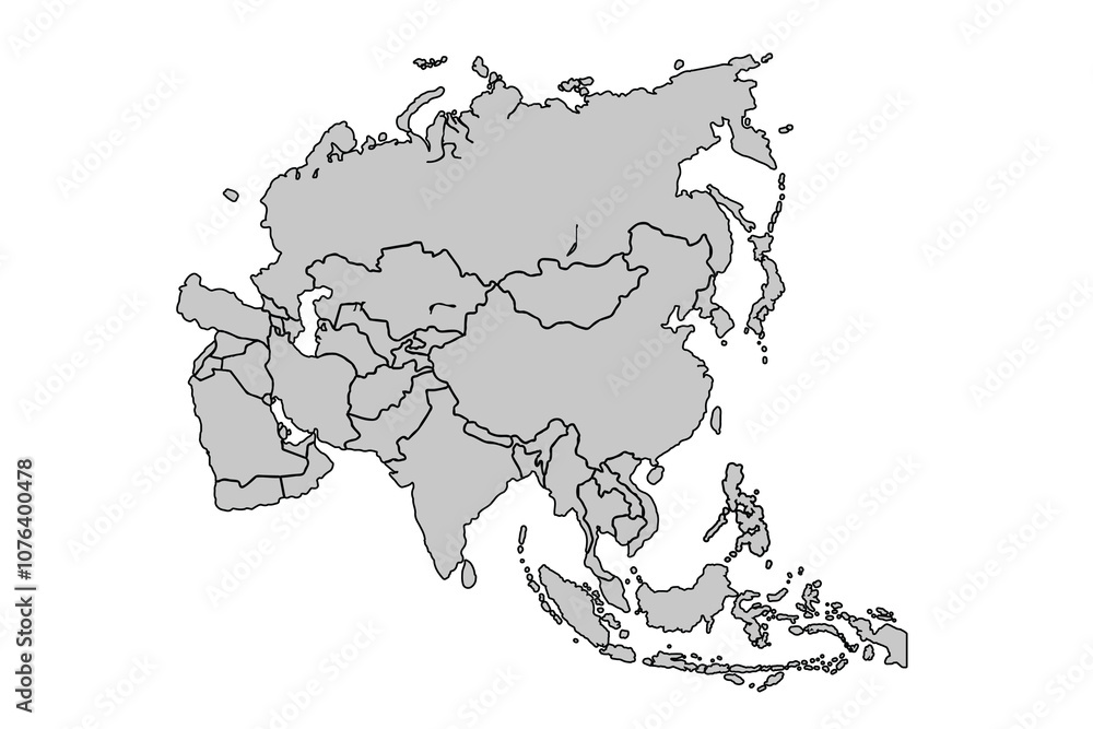 Asia map isolated on white background.for website layouts,background ...