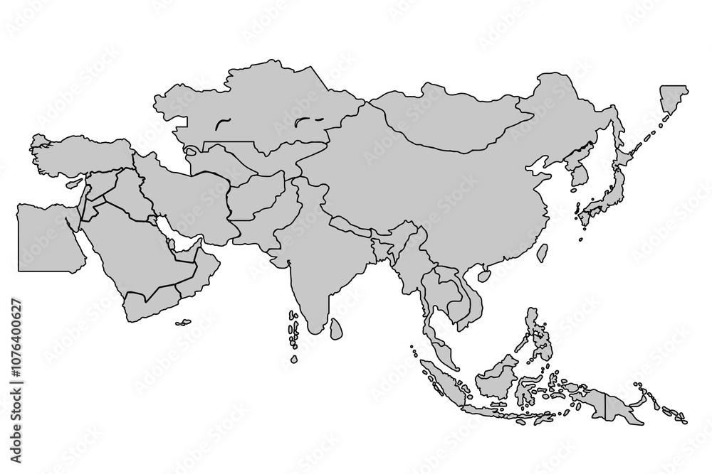 Asia map isolated on white background.for website layouts,background ...