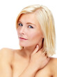 © peopleimages.com - Healthy, hair and woman portrait in studio for shine, straight and keratin treatment on white background. Female person, confident and proud of haircare or hairstyle, cosmetics and luxury beauty