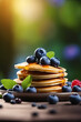 © Ahmed - Photo pancakes with blueberry focus on pancake pancakes blurry background
