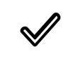 © Nemanja - Affirmative checkmark icon isolated, decisive black flat simple ok, confident yes confirm correct check, positive approved successful, graphic validated complete