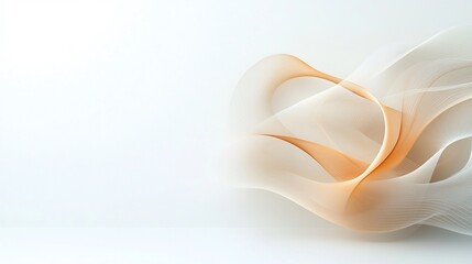Poster - Warm toned smoke in soft swirling lines with complex curves floating on a clean white background evoking a sense of elegance and smooth flow