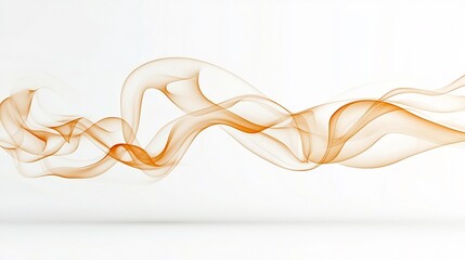 Aufkleber - Captivating abstract image showcasing elegant flowing smoke patterns in warm golden orange hues creating a sense of luxurious movement and warmth against a crisp white background