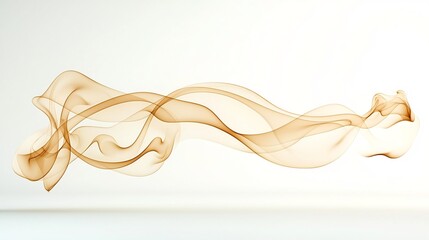 Leinwandbilder - Graceful swirls of amber and golden smoke patterns flowing and curving smoothly on a simple white backdrop symbolizing a sense of warmth elegance and gentle movement