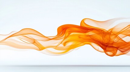 Poster - Elegant and Fluid Smoke Swirls in Warm Orange and Yellow Tones Isolated on a Clean White Background Symbolizing Warmth Movement and a Luxurious Aesthetic